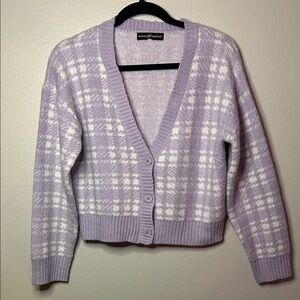 Almost Famous Purple Plaid Cardigan